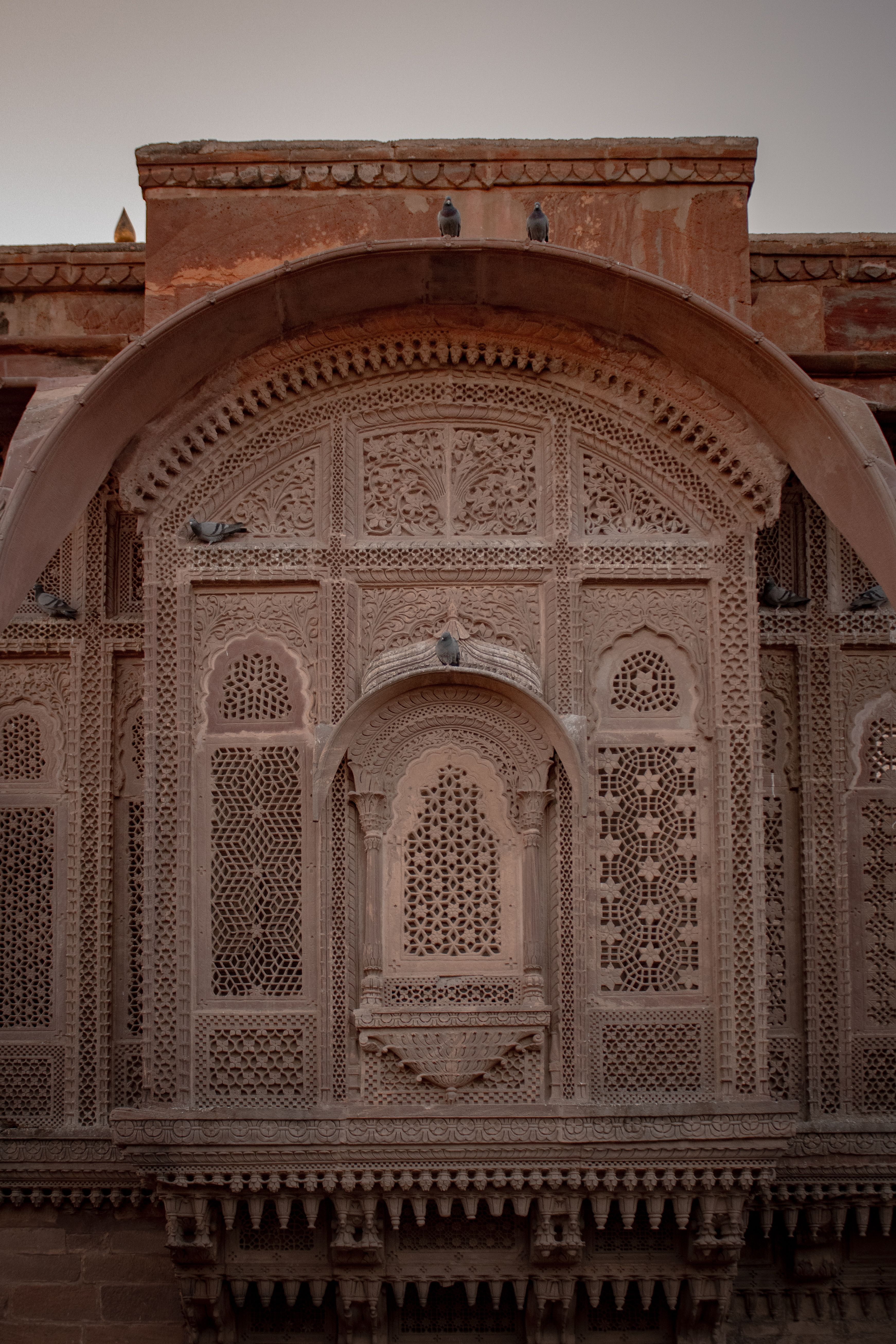 Domed sandstone jharokha balcony