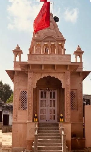 Carved stone pillars on site